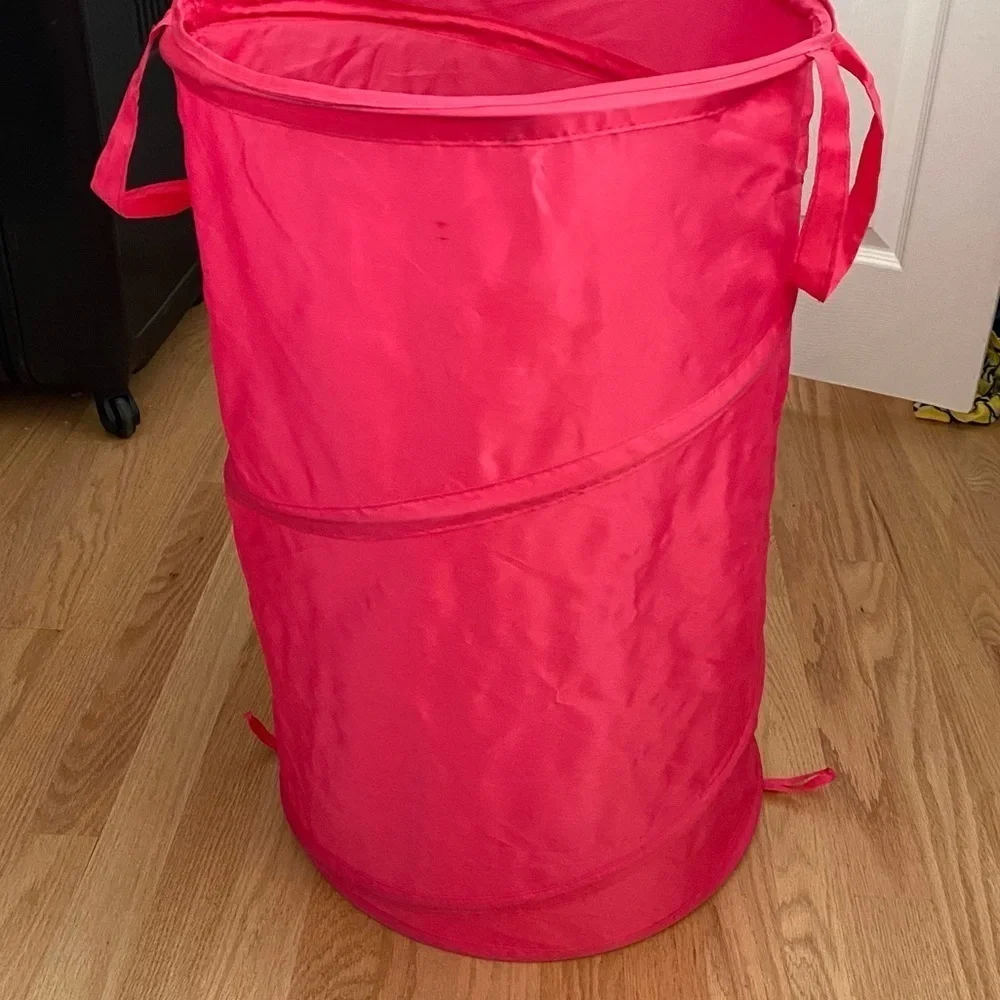Bright Pink Collapsible Laundry Hamper Fold Up